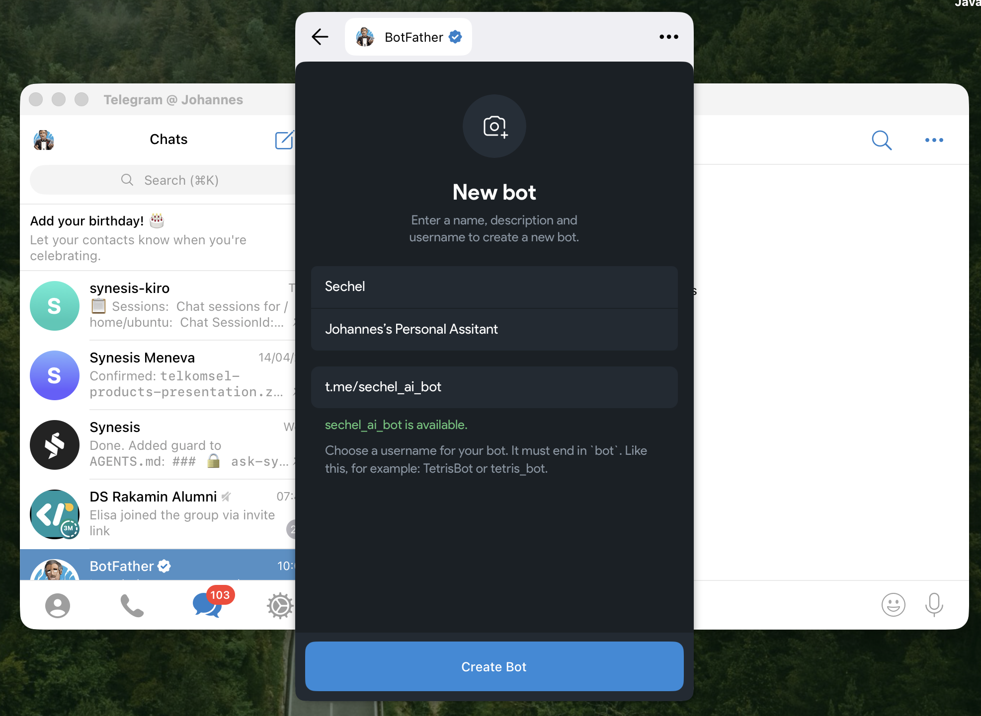 New bot form (filled)