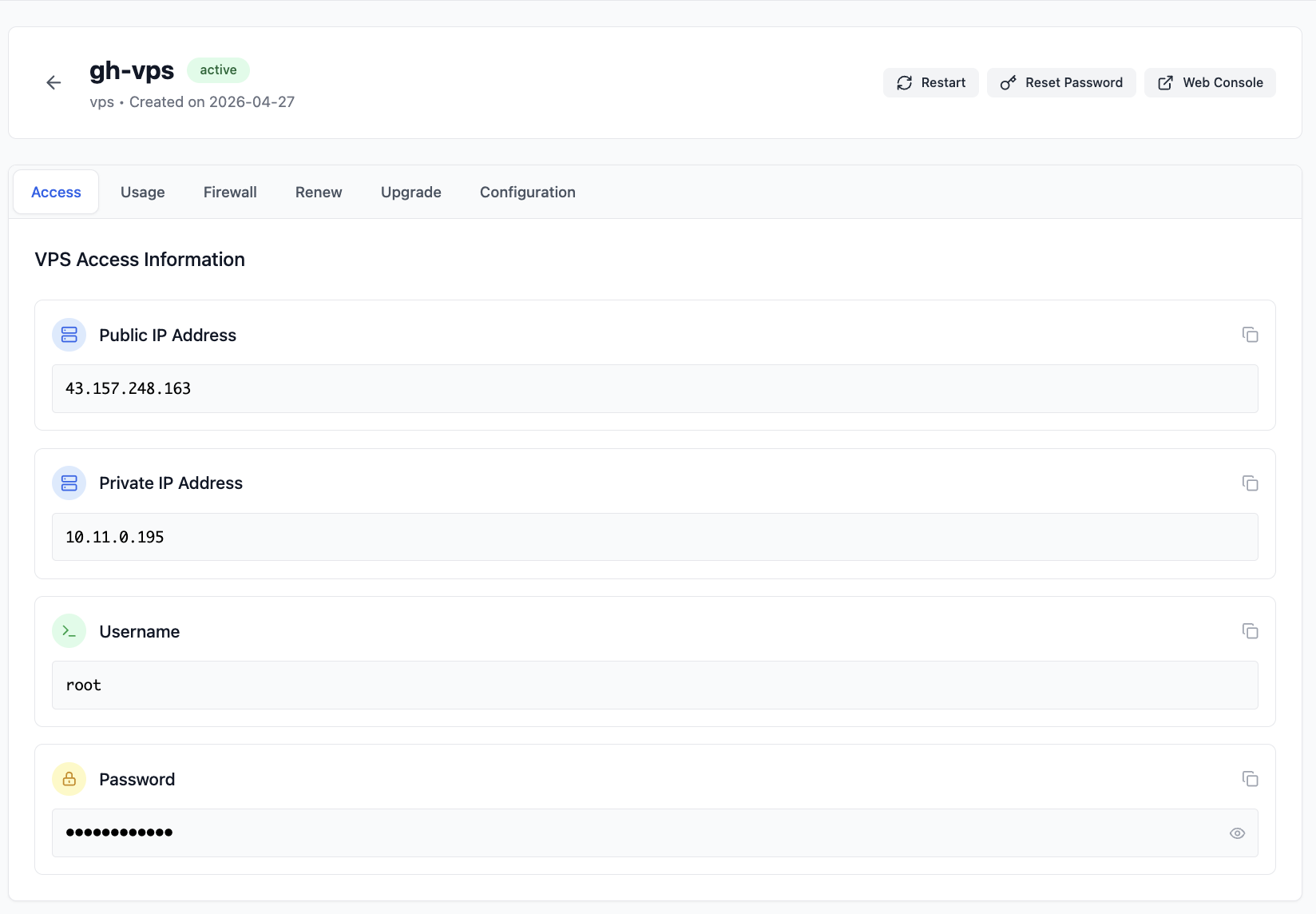 VPS Access Information
